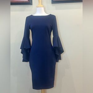 VfShow VfEmage | Size Medium Navy Blue Dress With Bell Sleeves